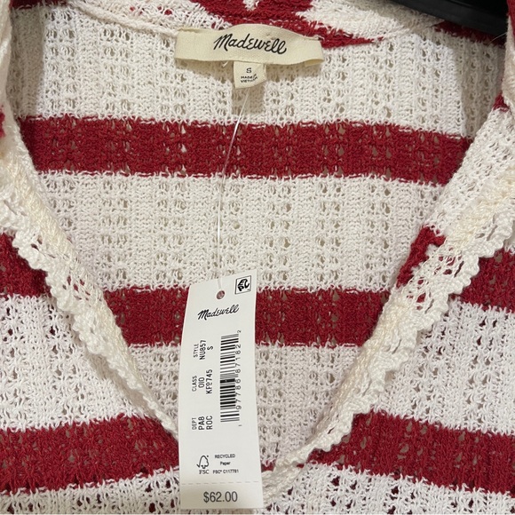 Madewell Red and White Striped Knit Top - Picture 2 of 3
